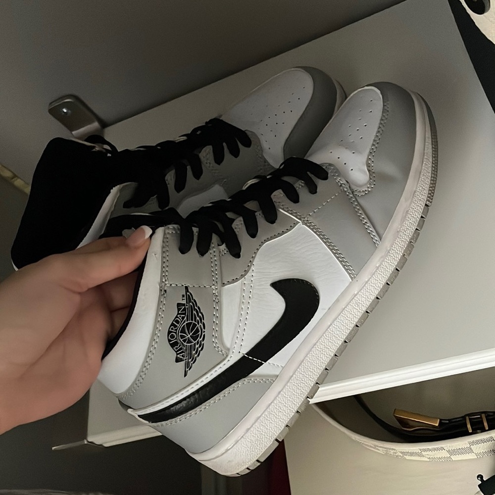 Gray and white sneakers US size 8 womens jordan